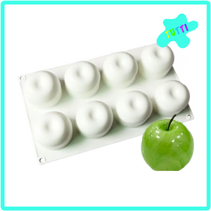 Molde Silicon Manzana 3D, 8 Cavidades.