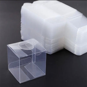 Paquete de 10 cajas de acetato, 4x4x4 cm.
