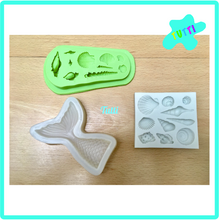 Cargar imagen en el visor de la galería, Kit Molde Silicon Cola Sirena, Conchas, 3 Piezas.
