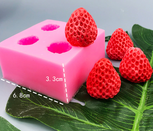 Molde Silicon Fresas 3D, 4 Cavidades.